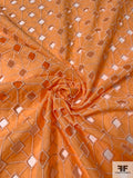 Geometric Lattice Embroidered Eyelet Cotton Voile - Sunkist Orange