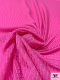 Shadow Plaid Silk and Cotton Voile - Berry Magenta