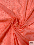 Intricate Floral Embroidered Lurex Threadwork on Cotton Eyelet Voile - Peachy Orange
