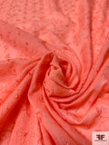 Intricate Floral Embroidered Lurex Threadwork on Cotton Eyelet Voile - Peachy Orange