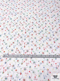 Multicolor Floral Finely Embroidered Cotton Gauze - White / Multicolor