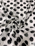 Made in Japan Polka Dot Printed and Floral Fil Coupé Cotton Voile - Black / Off-White