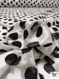 Made in Japan Polka Dot Printed and Floral Fil Coupé Cotton Voile - Black / Off-White
