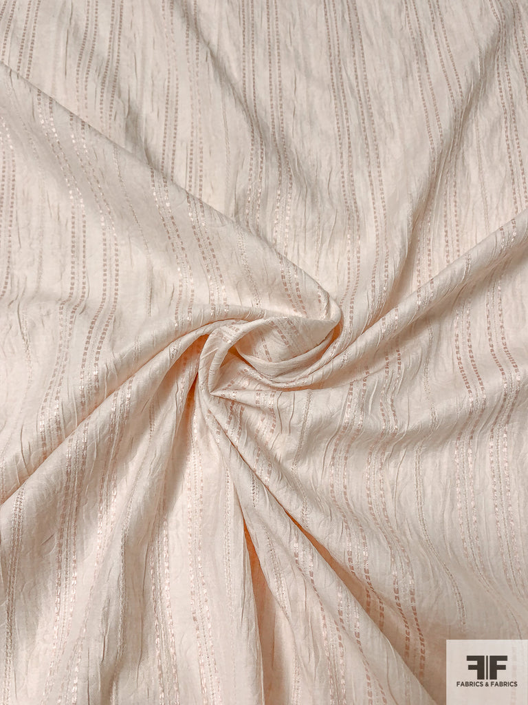 Embroidered Striped Laundered Cotton Poly Jacquard - Faintly Blush ...