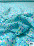 Cluster Circle Bundles Printed Cotton-Silk Voile - Aqua / Blues / Pinks / Yellow