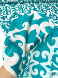 Bold Damask Printed Cotton-Silk Voile - Teal / White