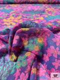 Vibrant Floral Printed Cotton-Poly Voile - Purple / Pink / Turmeric / Green