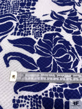 Abstract Collage Printed Stretch Cotton Pique - Navy / White