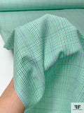 Yarn-Dyed Glen Plaid Cotton Shirting - Soft Green / Periwinkle / White