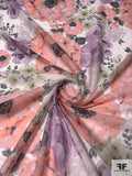 Feminine Floral Printed Cotton-Silk Voile - Coral / Dusty Purple / Sage / Stone Grey