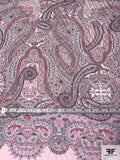 Ornate Paisley Printed Cotton-Silk Voile Panel - Pinks / Sky Blue / Black