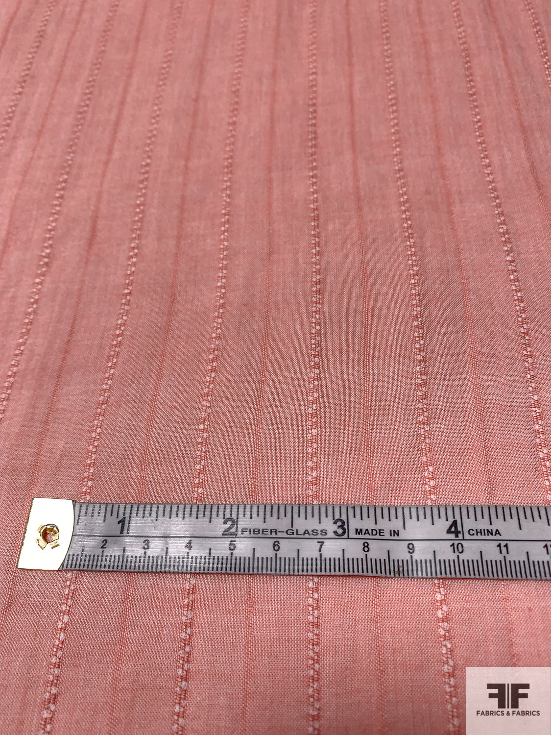 Woven Vertical Striped Cotton Voile - Muted Coral / White