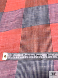 Buffalo Plaid Yarn-Dyed Cotton-Silk Voile - Coral / Blue / Soft Orchid
