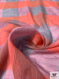Buffalo Plaid Yarn-Dyed Cotton-Silk Voile - Coral / Blue / Soft Orchid