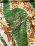 Tulip Garden Printed Cotton-Silk Voile - Green / Yellow / Browns / White