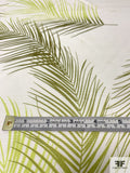 Tropical Leaf Printed Cotton-Silk Faille - Tropical Greens / Light Ivory
