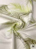 Tropical Leaf Printed Cotton-Silk Faille - Tropical Greens / Light Ivory