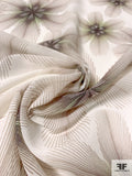 Wintery Floral Printed Cotton-Silk Voile - Ashey Brown / Faint Chartreuse / Off-White