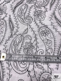 Paisley Embroidered Cotton Lawn - White / Black