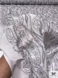 Paisley Embroidered Cotton Lawn - White / Black