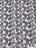 Zig Zag Patch Embroidered Cotton Voile - White / Black
