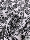Zig Zag Patch Embroidered Cotton Voile - White / Black