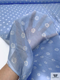 Daisy Printed Cotton Voile - Steel Blue / Off-White