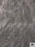 Vertical Floral Vines Embroidered Tie-Dye Look Stretch Cotton Poplin with Lurex Detailing - Clay Grey