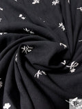 Small Floral Bouquets Embroidered Linen-Weave Rayon Poly Blend - Black / White