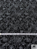 Exotic Floral Embroidered Stretch Cotton Twill - Black / Light Grey