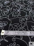 Exotic Floral Embroidered Stretch Cotton Twill - Black / Light Grey