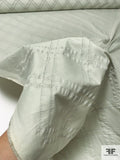 Crosshatch Embroidered Stretch Cotton Twill - Faintly Sage / Grey / White