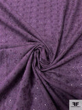 Ornate Disty Vine Floral Embroidered Eyelet Cotton Voile - Eggplant Purple