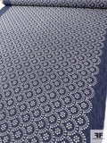 Fish Scale Like Embroidered Eyelet Cotton Voile - Nordic Blueberry / Ivory
