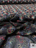 Multicolor Floral Finely Embroidered Cotton Gauze - Black / Multicolor