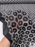 Honeycomb Medallion Embroidered Eyelet Cotton Voile - Black / White