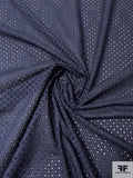 Circles Embroidered Eyelet Cotton Voile - Navy