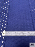Vertical Linear Pattern with Circles Embroidered Eyelet Cotton Batiste - Navy