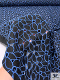 Floral Field Embroidered Eyelet Cotton-Linen Batiste - Darkest Navy / French Blue