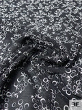 Circle Clusters and Stems Printed Cotton-Silk Voile - Black / Off-White