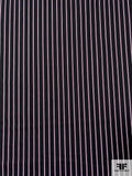 Vertical Striped Yarn-Dyed Stretch Cotton Twill - Black / Magenta / White