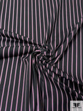 Vertical Striped Yarn-Dyed Stretch Cotton Twill - Black / Magenta / White