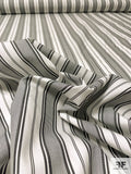 Vertical Multi-Size Striped Yarn-Dyed Cotton Shirting - Dark Grey / Off-White