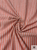 Vertical Striped Yarn-Dyed Cotton Shirting - Rust / Blue / White