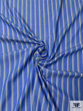 Vertical Striped Yarn-Dyed Fine Cotton Shirting - Blue / Black / Light Lilac / Cream