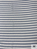 Horizontal Striped Yarn-Dyed Soft Cotton Voile - Denim Blue / Off-White