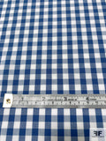 Gingham Check Yarn-Dyed Fine Cotton Shirting - Royal Blue / Off-White