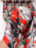 Abstract Painterly Printed Poly-Cotton Blend Stretch Sateen - Red / Navy / Violet / Grey / White