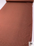 Jacquard Weave Vertical Sateen Striped Cotton Voile - Cherry Brown