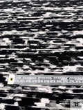 Prabal Gurung Abstract Streak Landscape Printed Silk Crepe de Chine - Black / White / Grey